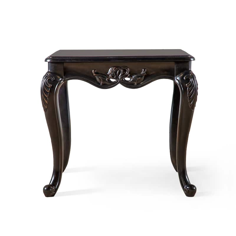 Furniture of America Clarissa Traditional Solid Wood End Table with Carved Legs - Black