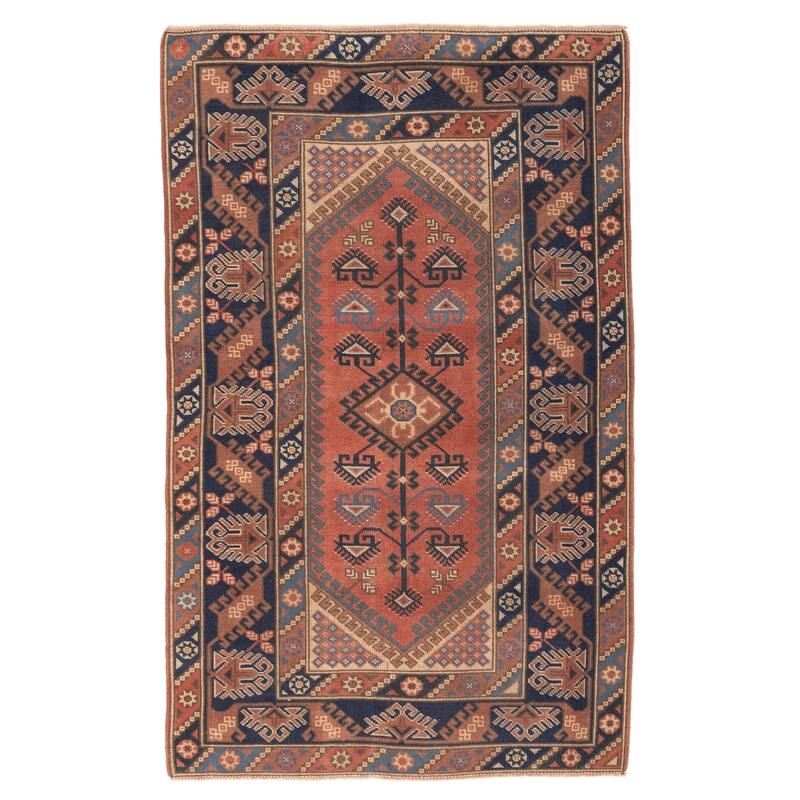 ECARPETGALLERY Hand-knotted Oushak Red Wool Rug - 4'1 x 6'7