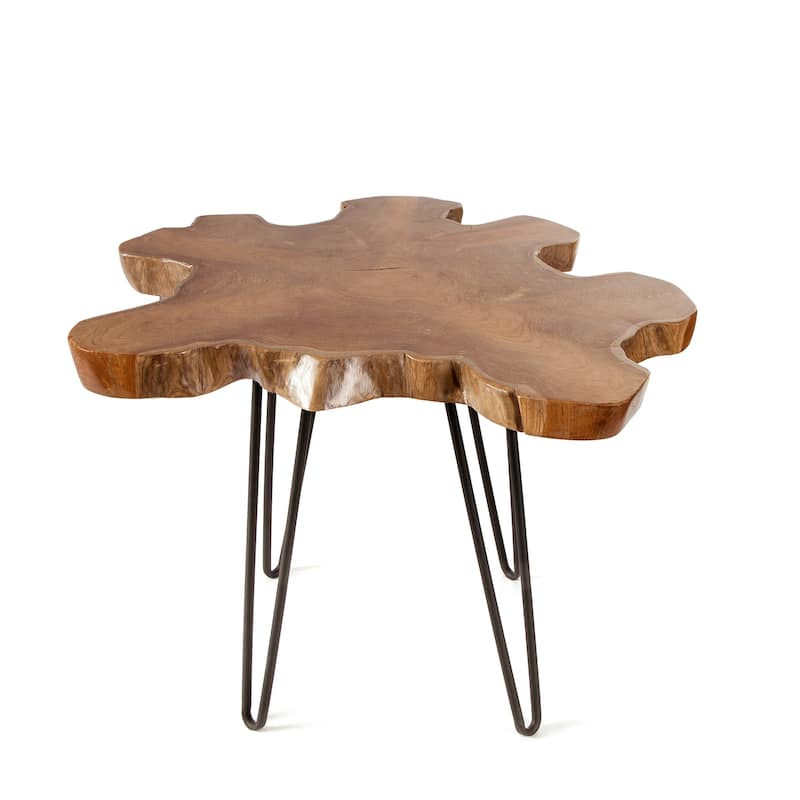 Greenage Solid Wood Teak Live Edge Natural Cut Coffee Table