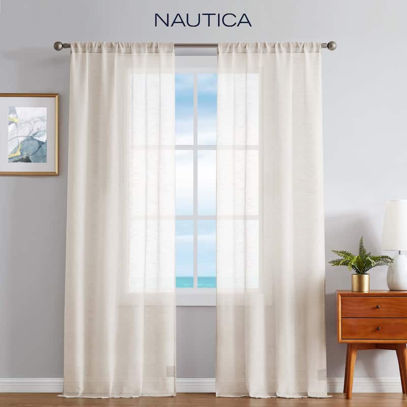 Nautica Erasmus Sheer Rod Pocket Window Curtain Panel Pair