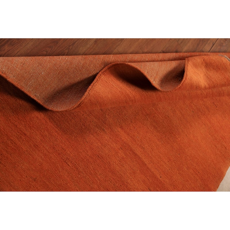 Orange Solid Gabbeh Modern Rug Hand-Knotted Wool Carpet - 4'0" x 5'8"