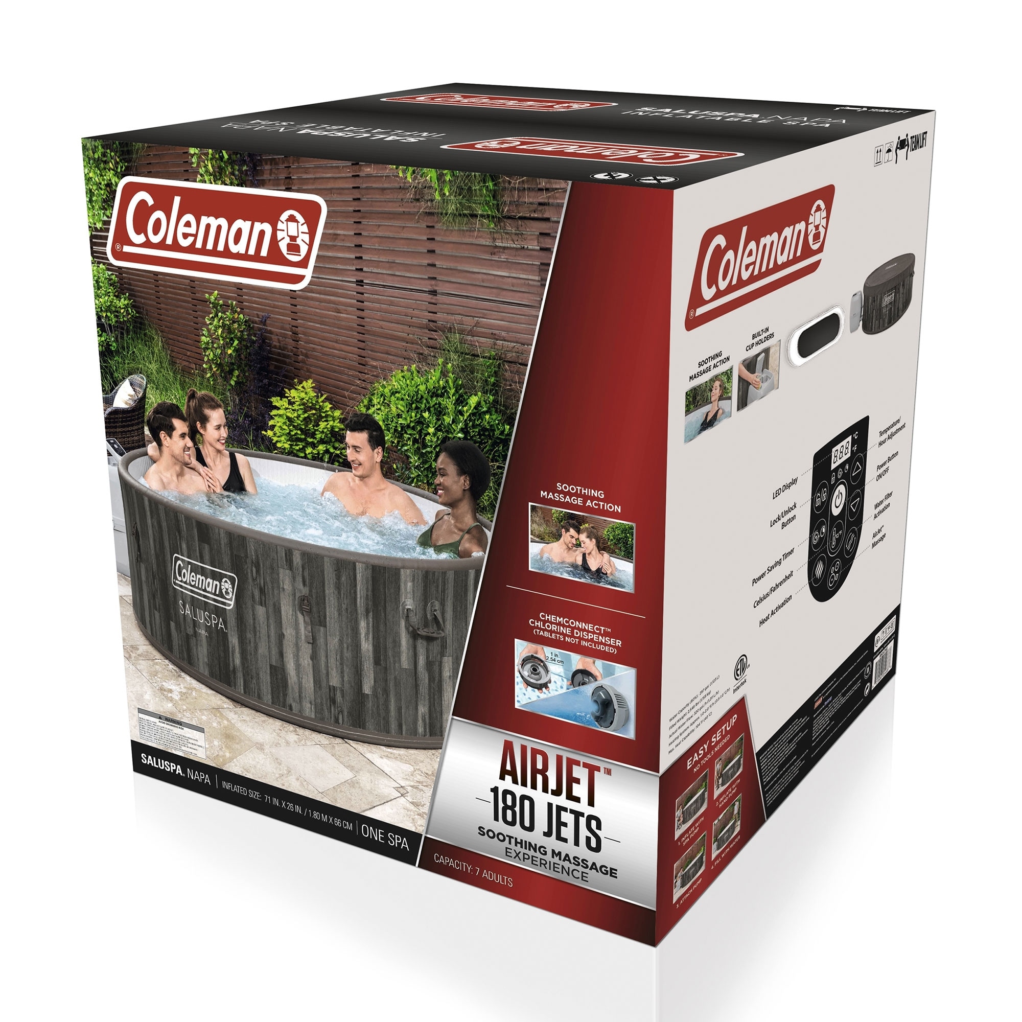 Coleman Napa SaluSpa 2-7 Person Inflatable Hot Tub with 180