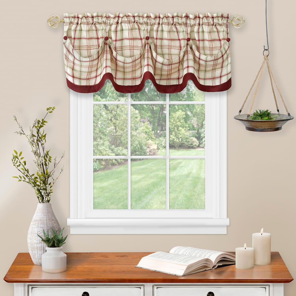Tattersall Tuck Valance with Buttons - 58x14