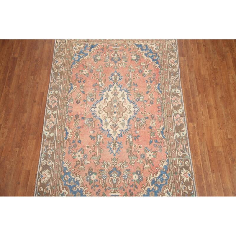 Hand Knotted Oriental 100% Wool Carpet Traditional Floral Pink Hamedan Area Rug - 8' 8'' X 5' 6''