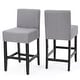 preview thumbnail 11 of 11, Lopez 26-inch Fabric Counter Stool (Set of 2) by Christopher Knight Home - 26" Light Grey Fabric