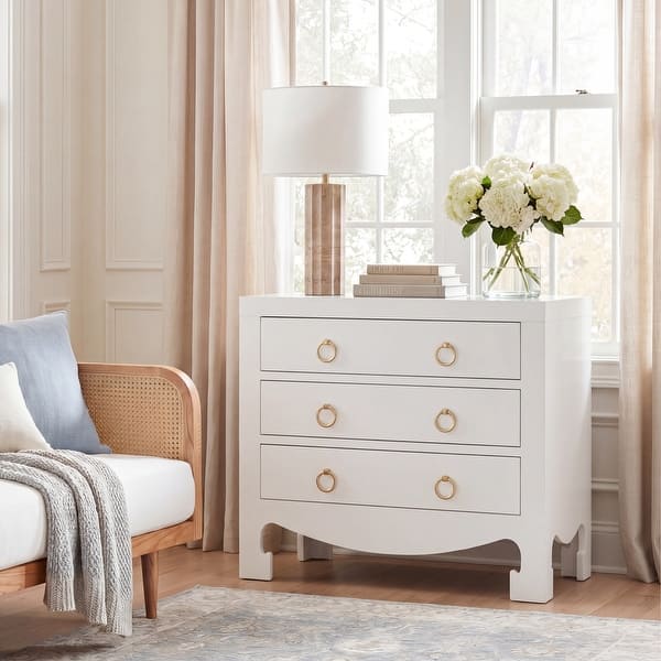 slide 2 of 13, SAFAVIEH Dion 3 Drawer Chest - White / Gold
