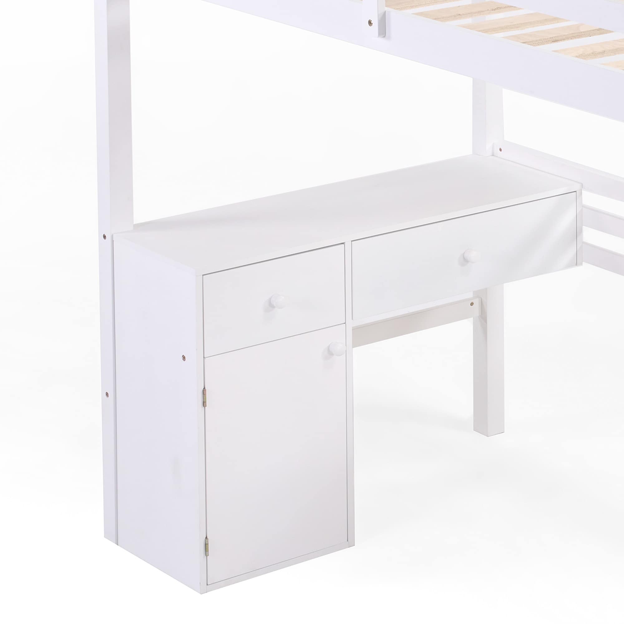 SogesSleep Twin Over Twin Loft Bed With Built-In-Desk