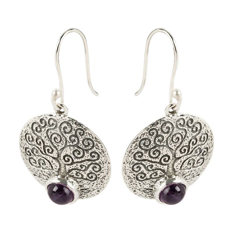 925 Sterling Silver African Amethyst Dangle Earrings