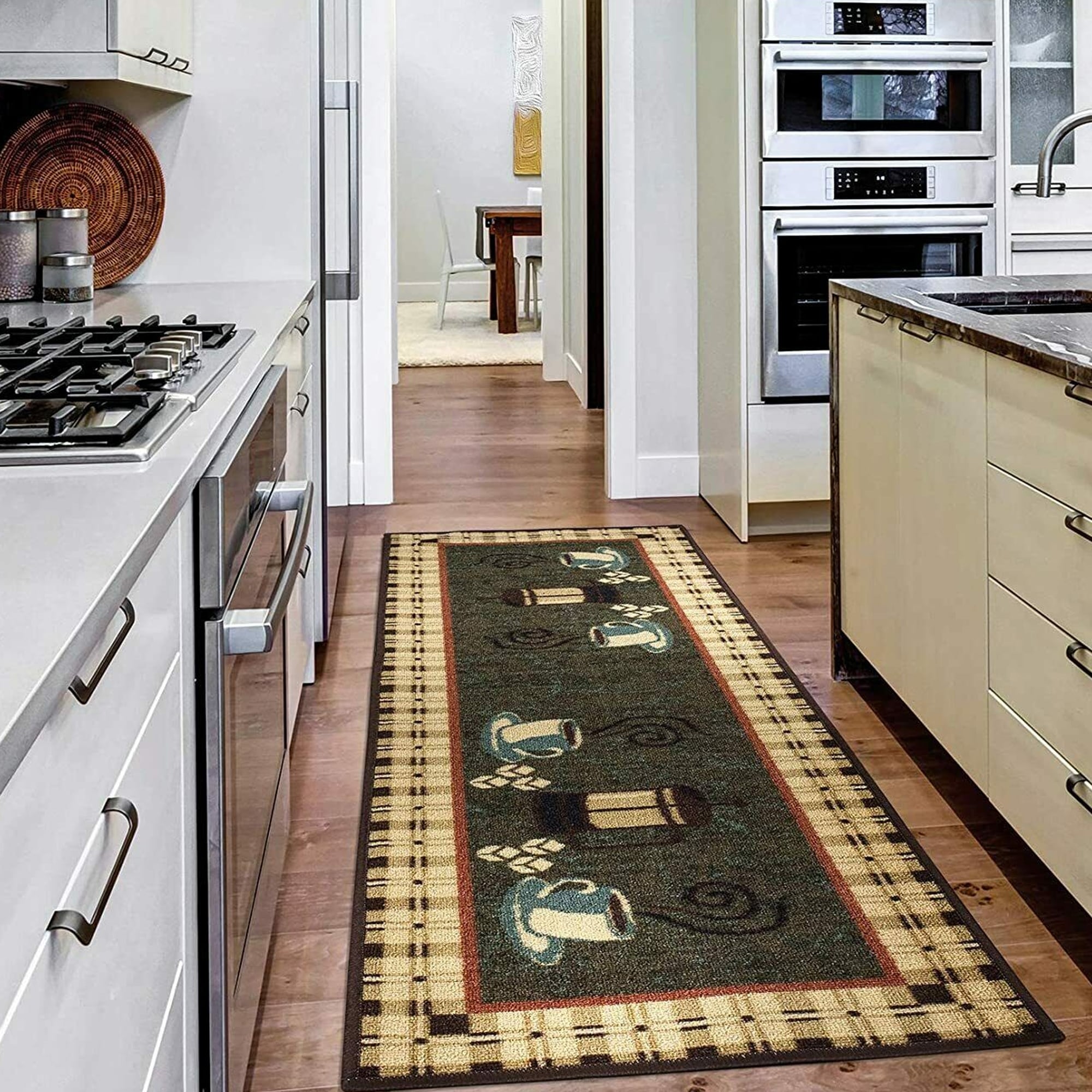Laundry Room Nonslip Runner Area Rug 20" X 59" Mat Durable Stain Resistant Blue 