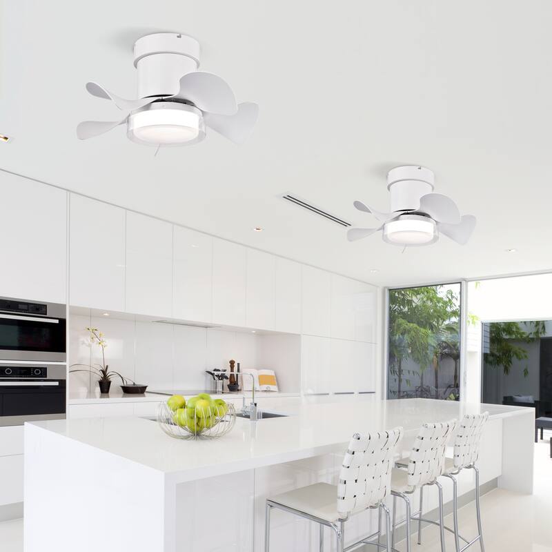 Flush Mount Ceiling Fan with 3 Color Temperatures Light & 6-Speed Remote Control DC Motor, Timer Function