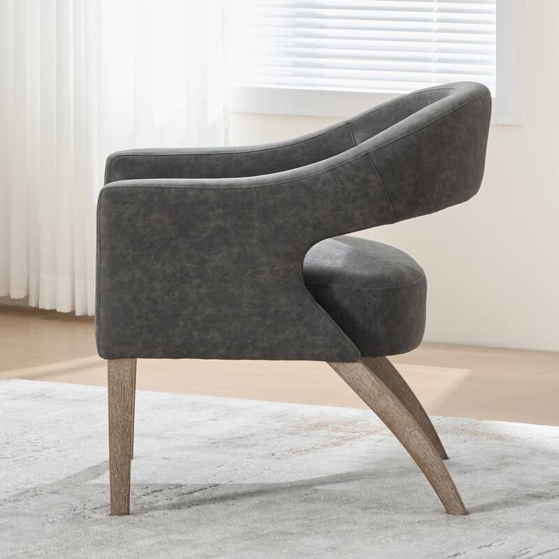 26.3"W PU Leather Accent Chair,Modern Armchair with Wood Legs