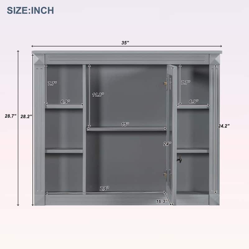 Functional Design Wall Mounted Bathroom Storage Cabinet with Mirror,6 Open Shelves,for Enhanced Organization