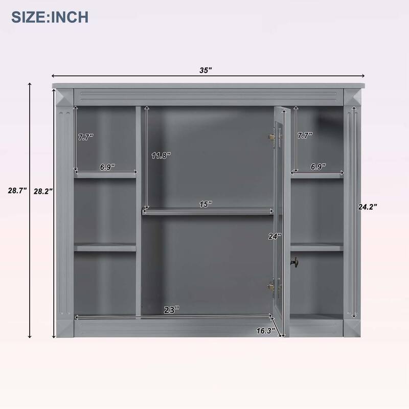Modern Wall Mounted Bathroom Storage Cabinet with Mirror,6 Open Shelves,for Organized Bathrooms