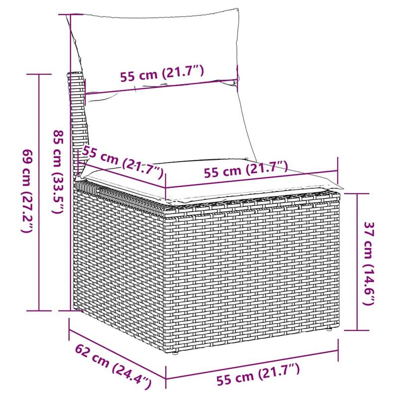 vidaXL Patio Sofa Set with Cushions Outdoor Furniture 3 Piece Poly Rattan
