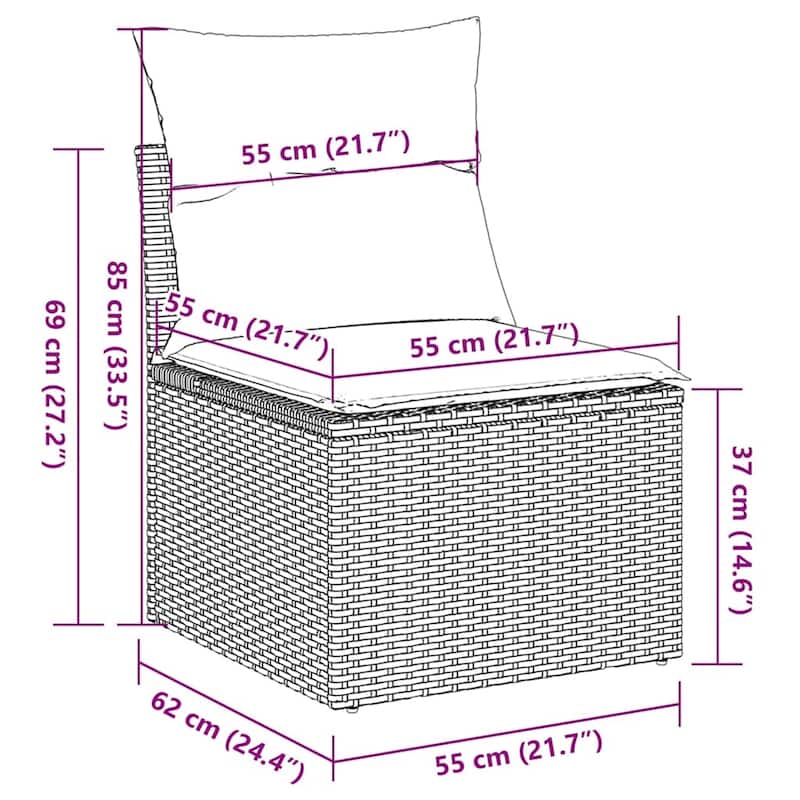 vidaXL Garden Sofa Set Black, Cream - 21.7 x 21.7 x 14.6