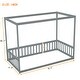 preview thumbnail 3 of 18, Twin Canopy Floor Bed with Fence and Guardrails for Kids, Toddler Safe Design
