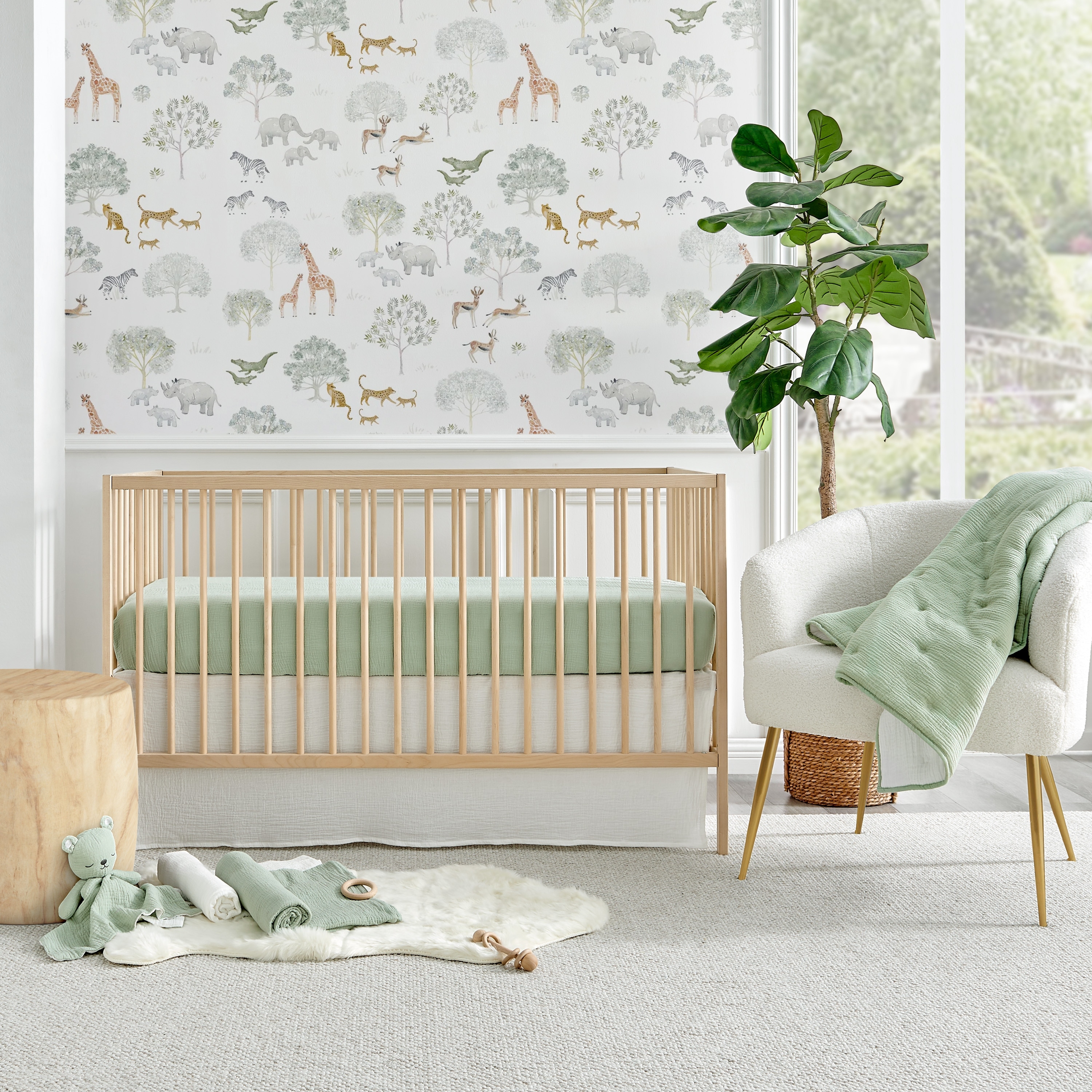 Cloud Muslin Sage/WHite 5pc Bedding Set - Levtex Baby