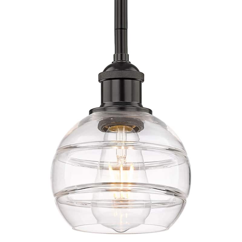 Innovations Lighting 616-1S 7 6 Rochester Pendant Rochester 6" Wide - Matte Black / Clear