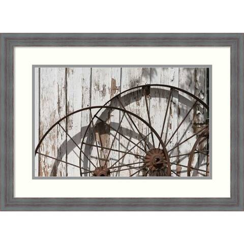 Framed Art Print Old Wagon Wheels in Buffalo Gap Historic Village