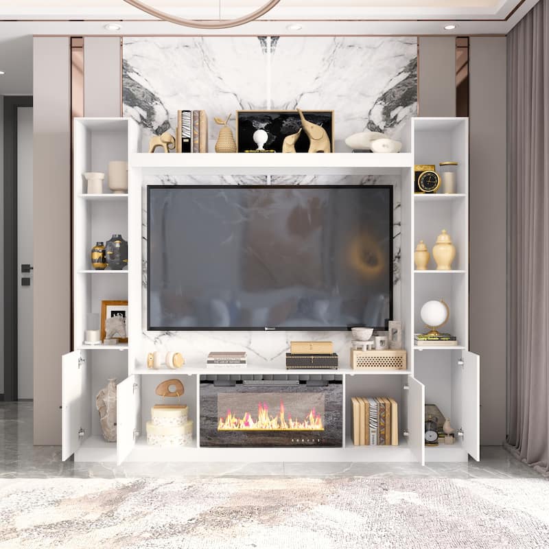 Media Console w/Fireplace Niche Contemporary Living Room Furniture