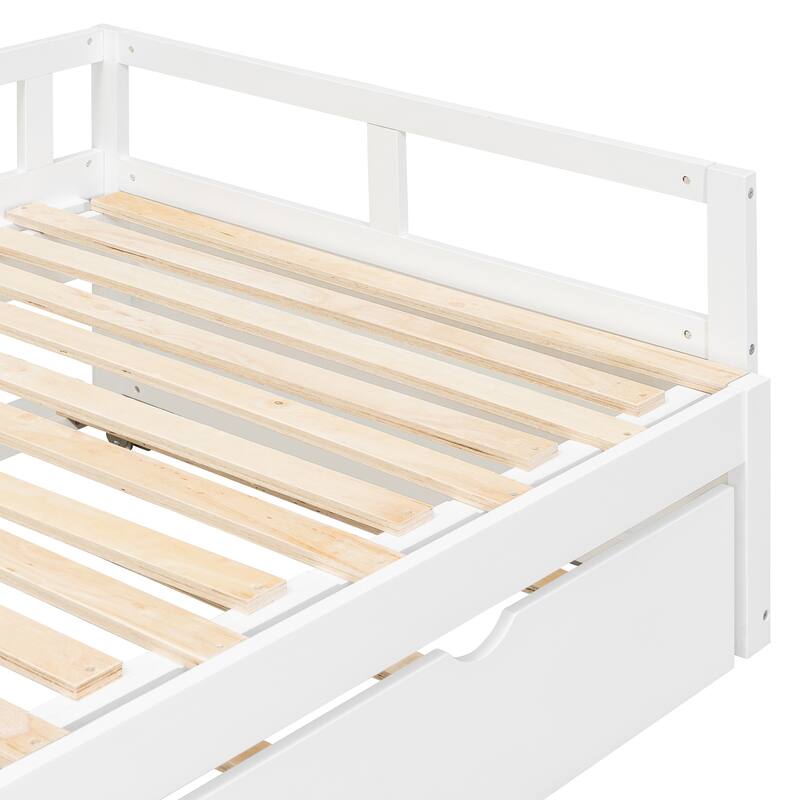 Wooden Daybed with Pull-Out Trundle, Expandable from Twin to King