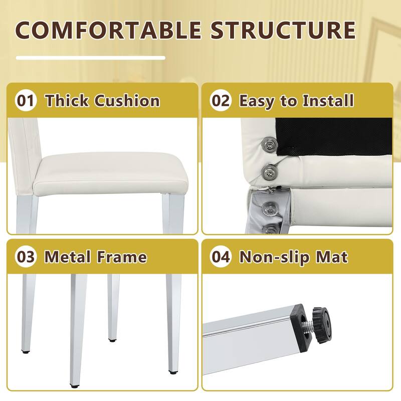 5 Piece Dining Table Set with 39 Inch Round Glass Top X-Shaped Metal Base and 4 PU Chairs