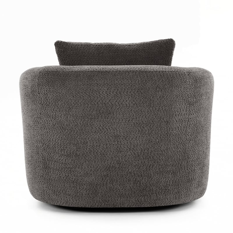 Upholstered Swivel Barrel Sofa Chair with a Throw Pillow