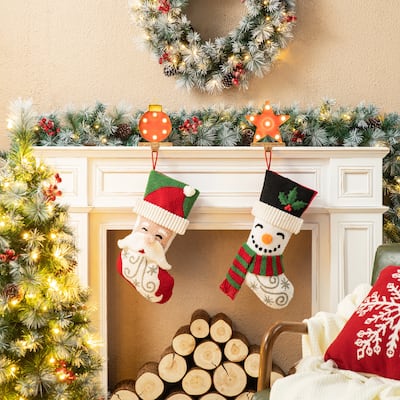 Glitzhome 20.5"L Santa Snowman Nutcracker Hooked Christmas Stocking