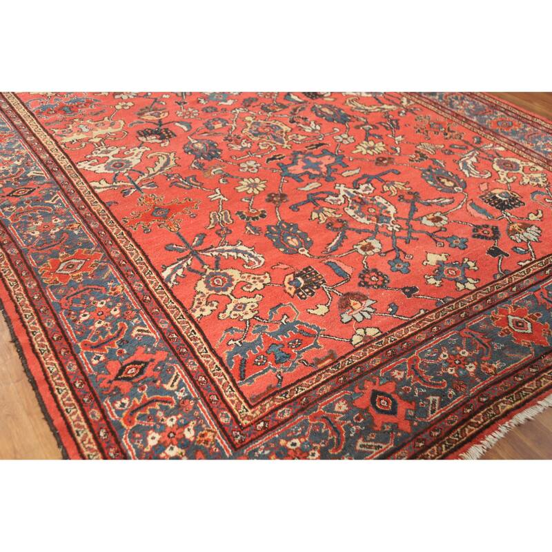 Hand Knotted Oriental 100% Wool Carpet Traditional Floral Red Sultanabad Area Rug - 11' 7'' X 8' 6''