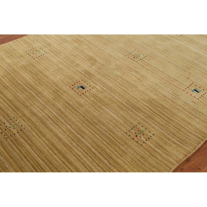 Gold Tribal Gabbeh Oriental Area Rug Handmade Wool Carpet - 4'11"x 7'11"