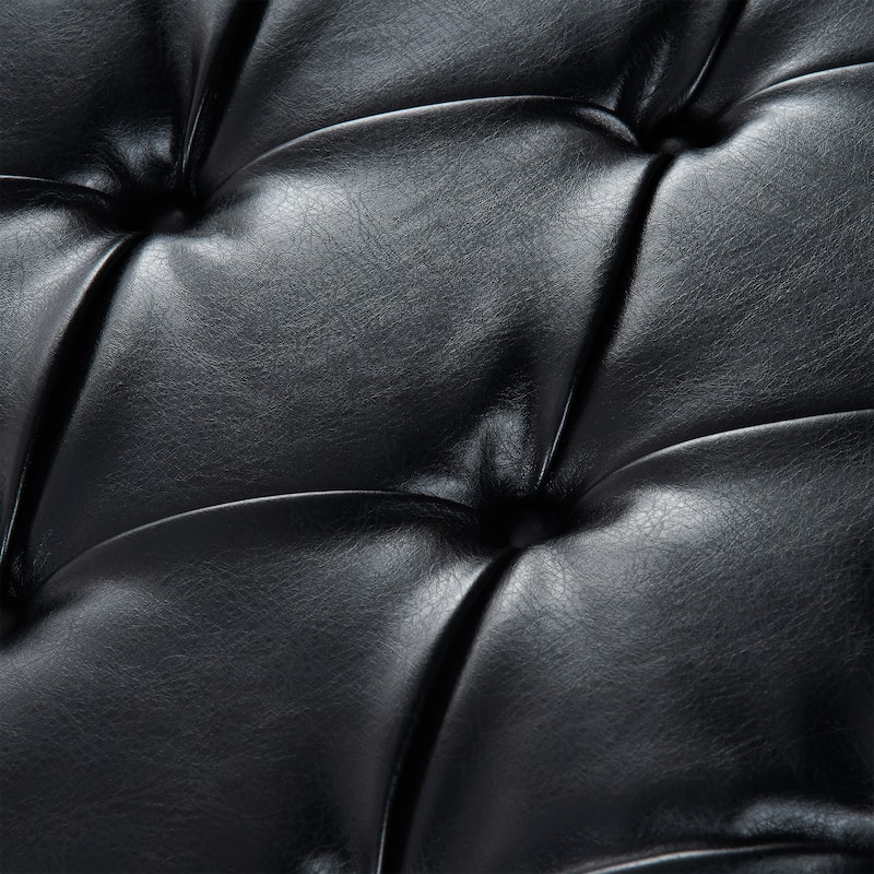 Black 25.39" PU Upholstered Buttons Tufted Chaise Lounge Chair