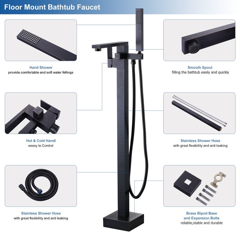 WOWOW Single-Handle Freestanding Tub Faucet with Handheld Shower