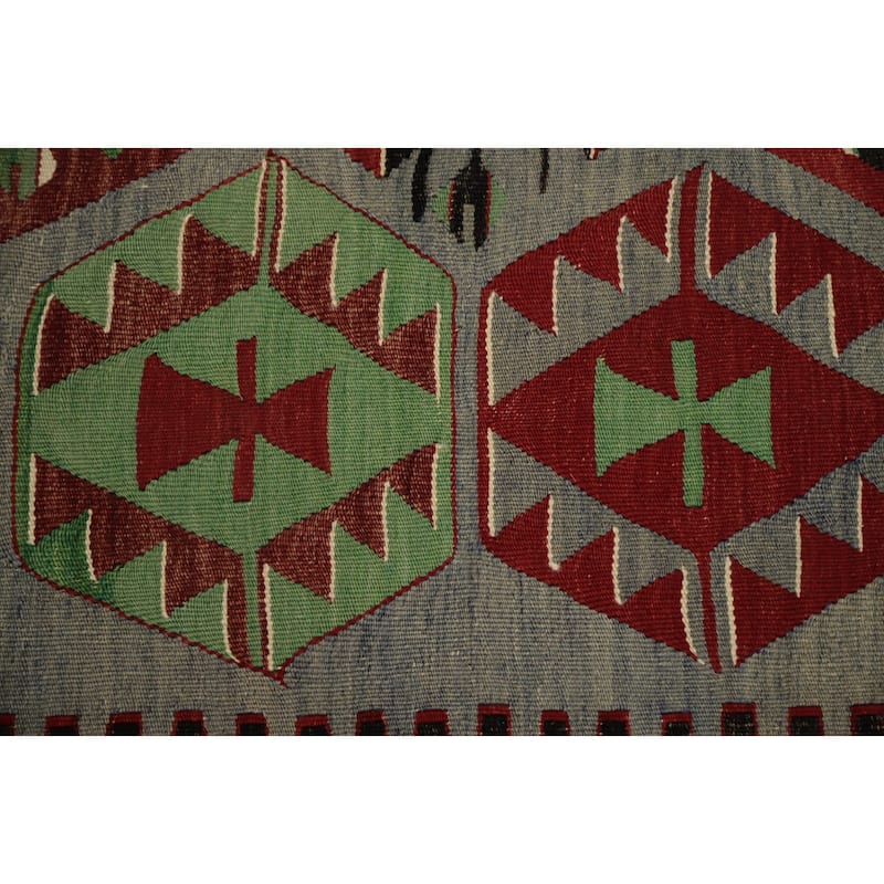 Hand Woven Oriental 100% Wool Carpet Southwestern Tribal Multi-Colored Kilim Area Rug - 9' 10'' X 5' 9''