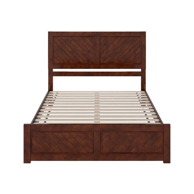 Low Profile Platform Bed with Headboard Footboard - Solid Wood Bed Frame - Modern Bedroom Furniture