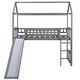preview thumbnail 3 of 19, Twin Wood Loft Bed House Bed with Slide&Ladder&Guardrail&Roof, Large Underneath Play&Storage Area, Gray