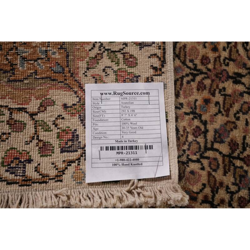 Anatolian Turkish Vintage Rug Hand-Knotted Oriental Wool Carpet - 6'6" X 9'7"