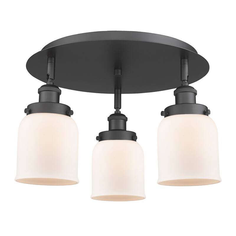 Innovations Lighting Bell - 3 Light 17" Flush Mount - Matte White/Matte Black