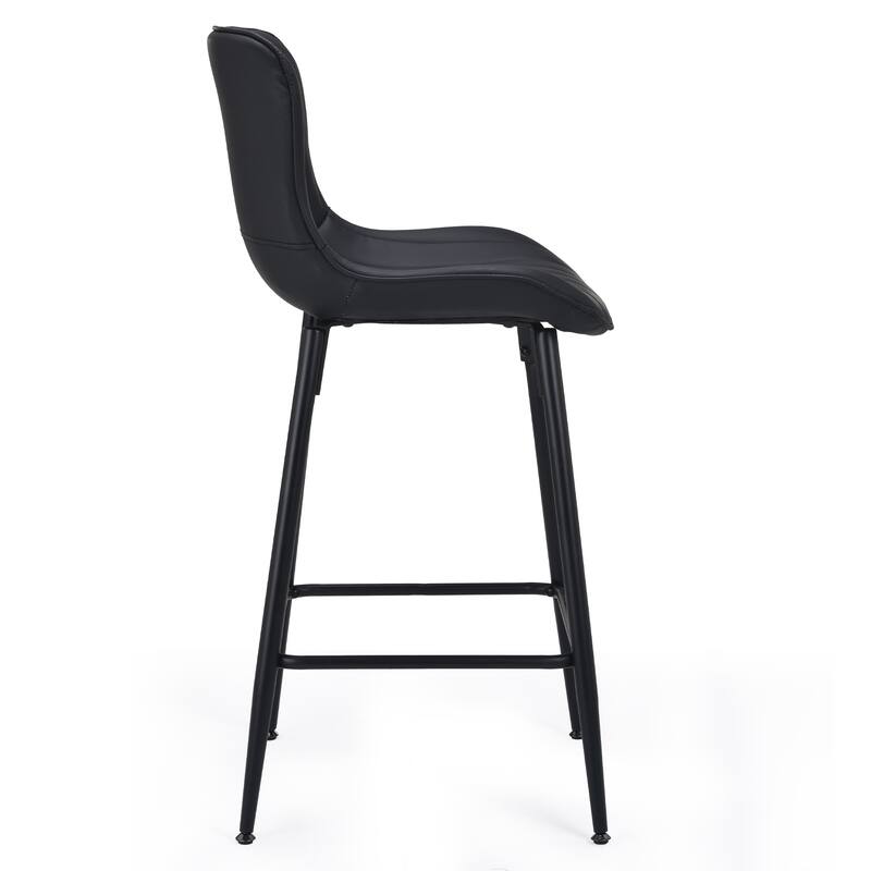 Set of 2 Mid Century Modern Faux Leather Counter Height Bar Stools