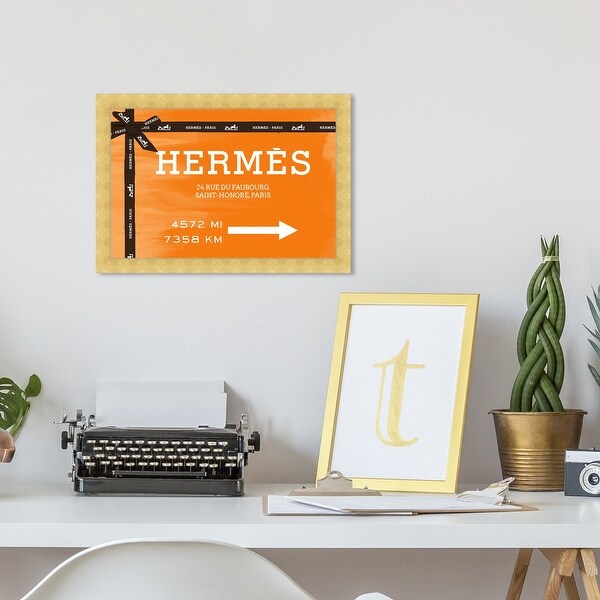 Oliver Gal 'Faubourg Road Sign Orange' Fashion and Glam Wall