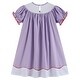 preview thumbnail 2 of 2, Purple Gingham Crayon Back to School Smocked Bishop Dress