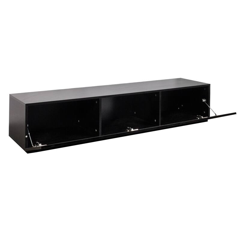 Black Television Cabinet for Living Room, Wall Mounted TV Stand Entertainment Center with Storage Cabinet - 63"