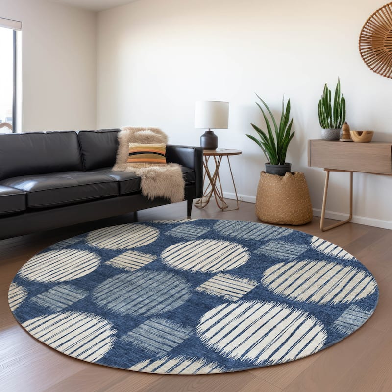 Premium Washable Super Soft Modern Pop Mayfield Rug - Navy - 8' x 8'