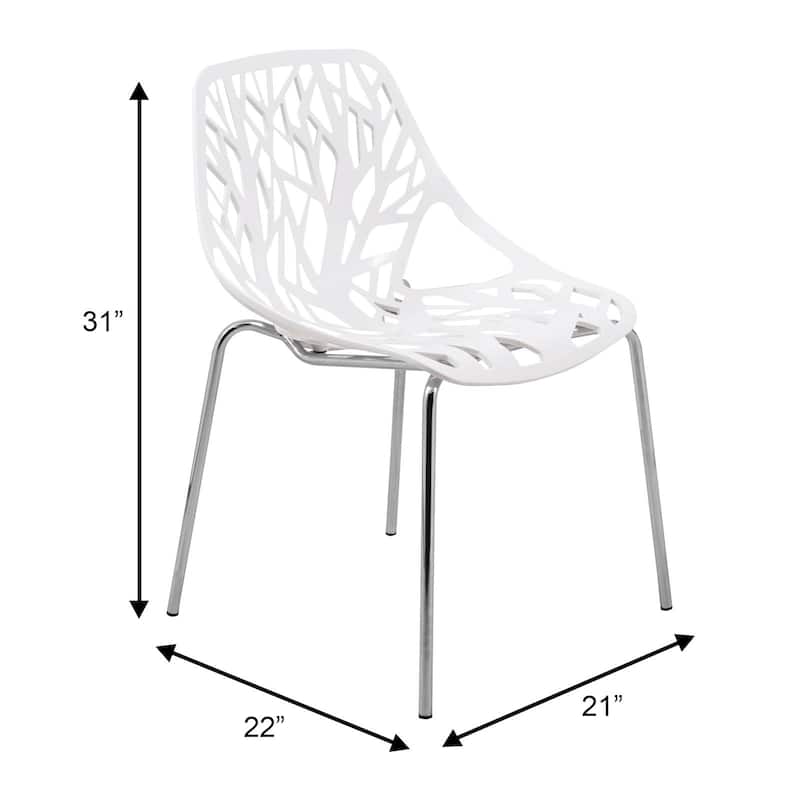 Asbury Modern Stackable Dining Chair with Chrome Stainless Steel Legs Side Chair for Indoor and Outdoor (Set of 4)