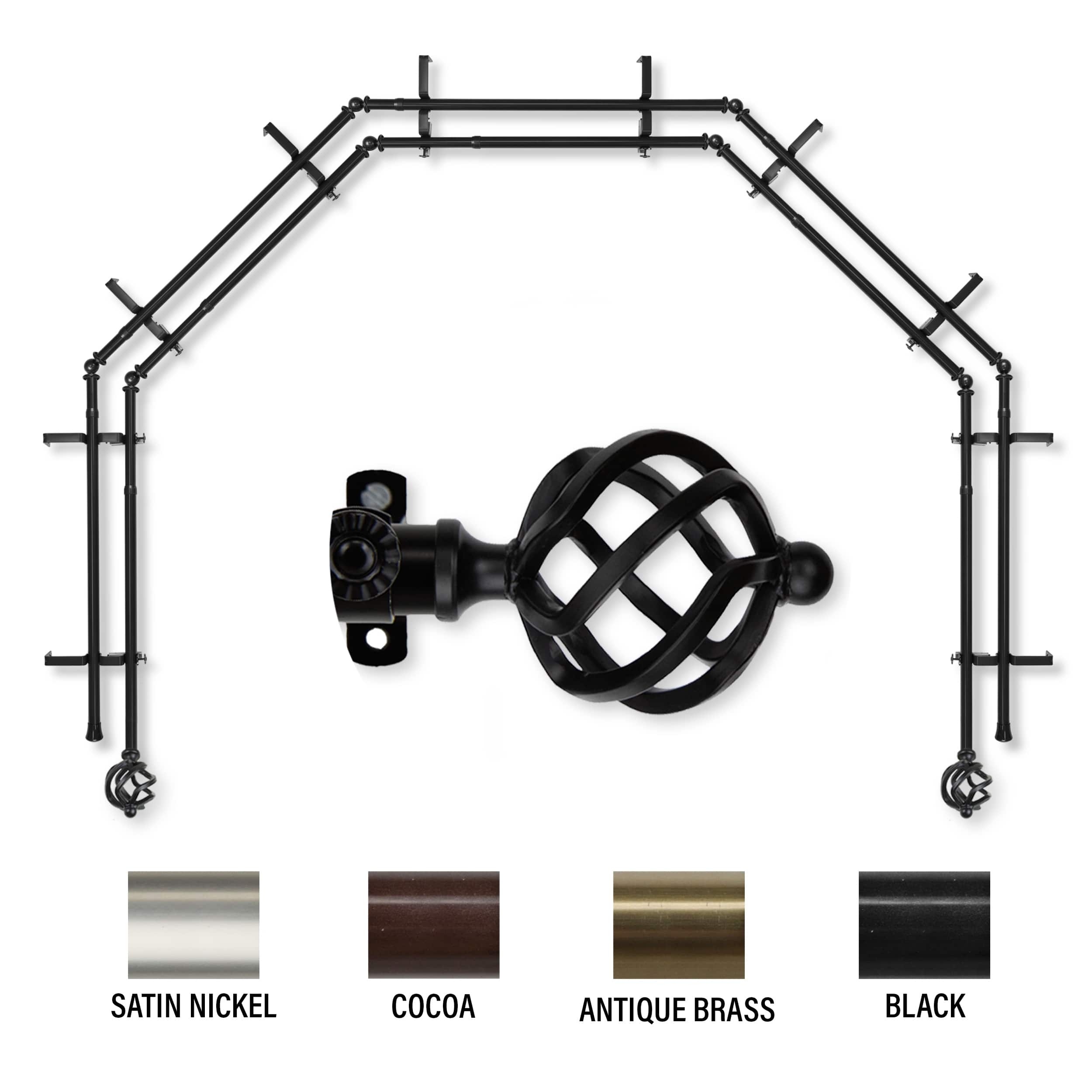 InStyleDesign Torison 13/16" 5Sided Double Bay Window Curtain Rod Bed Bath & Beyond 35568264