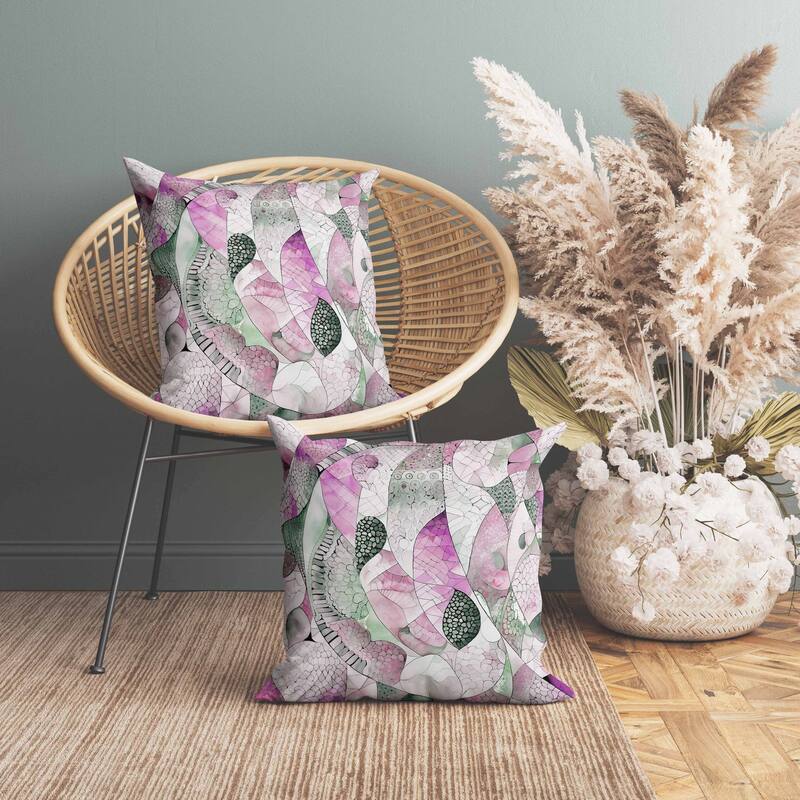 Rock Heaven Indoor/Outdoor Reversible Throw Pillow Purple and Green