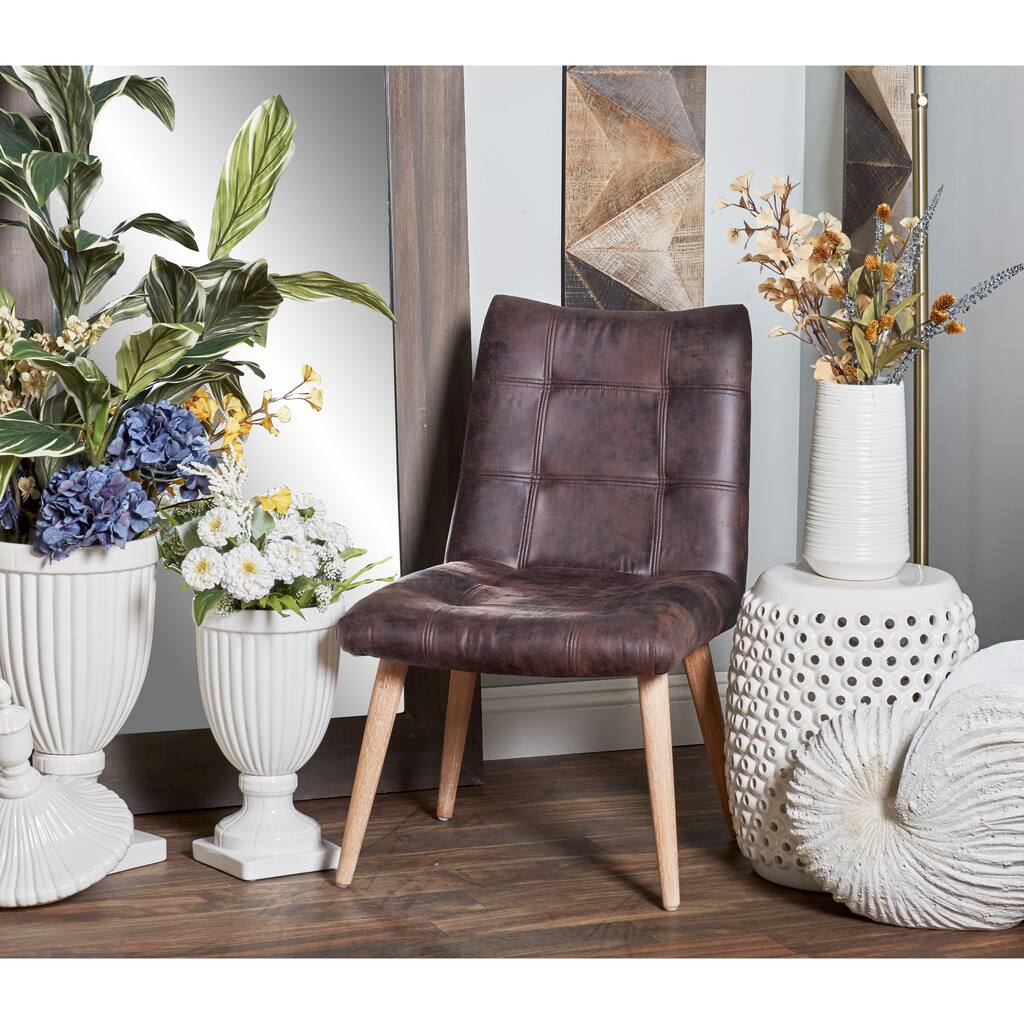 Modern Wood and Fabric Tufted Dining Chair by Studio 350