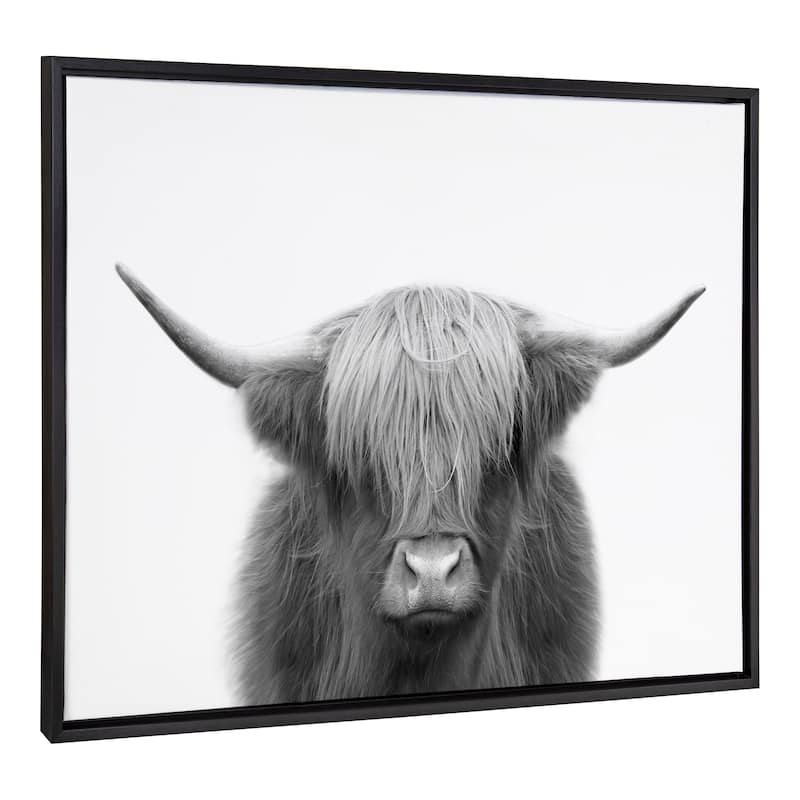 Kate and Laurel Sylvie Cow Framed Canvas by The Creative Bunch Studio - 28x38 - Plastic - Black