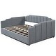 preview thumbnail 7 of 5, Full Size Linen Upholstered Daybed Frame with Underneath Storage, Gray