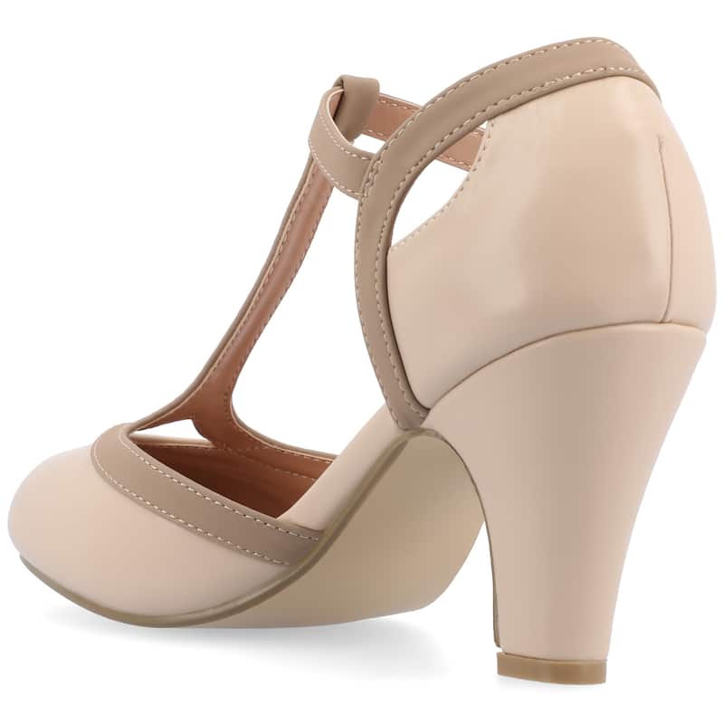 Journee Collection Women's Olina Medium and Wide Width Round Toe High Block Heel Pumps