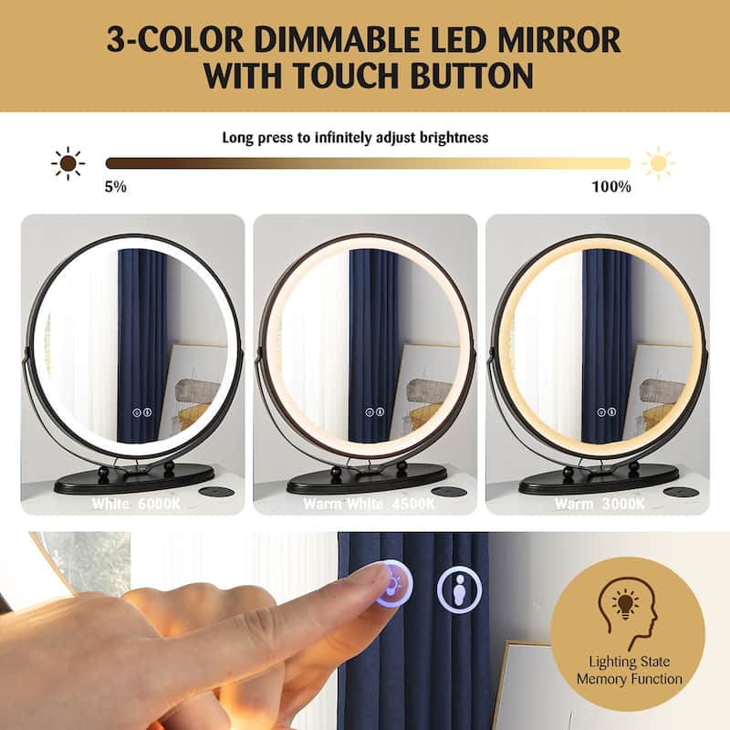 Costway Vanity Makeup Table Set 3-Color Dimmable Human Body Induction - See Details